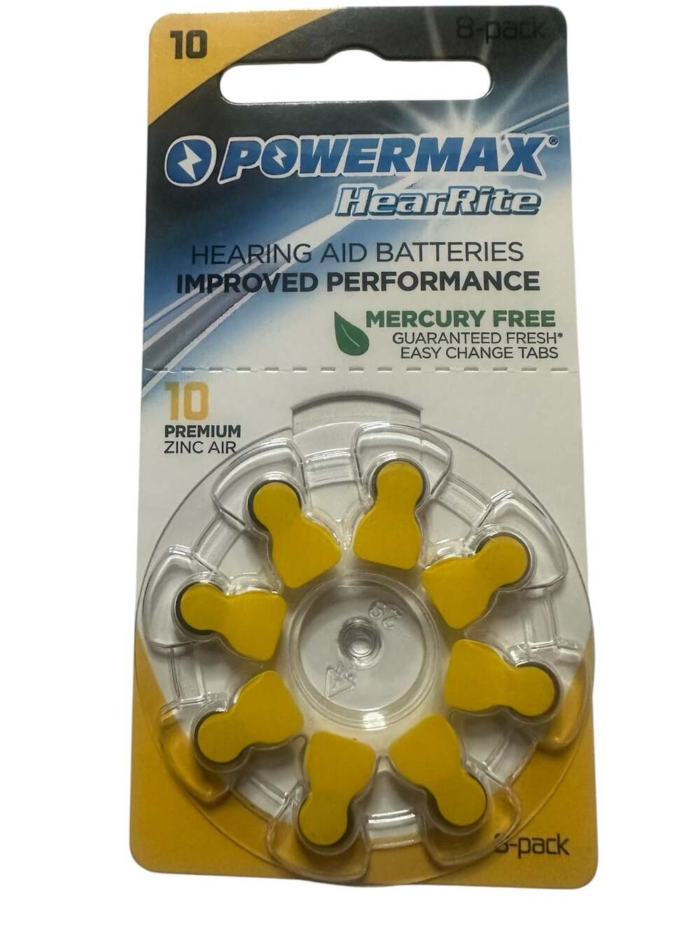 Powermax HearRite Hearing Aid Batteries Size 10 Zinc Air 8-Pack